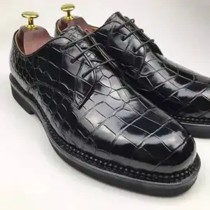Sapatos de couro de crocodilo genuíno, luxuosos, para homens, premium, de couro, jacaré, goodano, couro de crocodilo