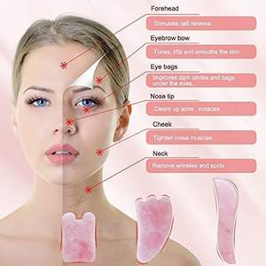 Massageador Facial Gua Sha de Quartzo Rosa e Jade Rosa Personalizado, Modelo OEM Marca LRYS - Product Image 5