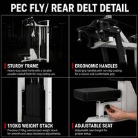 Machine à Pec Fly et à Deltéens Postérieurs Commerciale avec Pile de Poids Sélectible de 110 kg, Équipement d'Entraînement de Force pour Pectoraux et Deltéens, Fabricant de Matériel de Gym CE