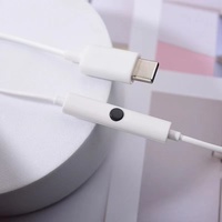 Earphone Tipe C Putih Original Berkabel Headset Digital Kontrol Volume untuk Google 7 6 5 Pro 6A 5A 3 In-ear Earbuds