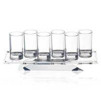 Ensemble de coupes Kiddush en Lucite, six verres à shot, plateau à liqueur en acrylique, cadeau Judaica, support de table Shabbos, présentoir Lechaim