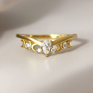 Custom Simple Fine Jewelry Gemstone <b>Stack</b> <b>Rings</b> 18K Gold Plated Brass with Moss Agate for Women - Product Image 1