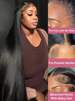 Pelucas de Encaje Frontal Pre-Arrancadas con Cabello de Bebé 13x4 13x6 HD Transparentes Liso Extremo para Mujeres Negras