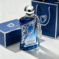 Flacon de parfum de luxe au design nouveau, avec pompon, 100 ml, flacon de parfum en verre, forme unique, avec emballage en boîte