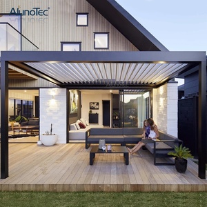 Pergola bioclimatique en aluminium en gros d'usine 3x3 4x3 5x4 6x4 avec éclairage LED pour cabanes - Product Image 4