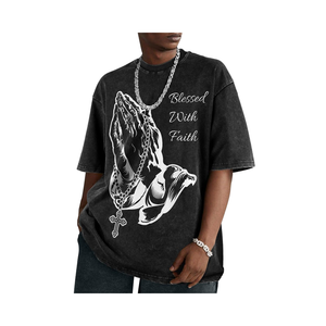 T-shirts graphiques surdimensionnés pour hommes T-shirts à col rond en coton mélangé pour hommes T-shirts à manches courtes coupe ample - Product Image 1