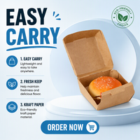 Boîte à hamburger jetable avec doublure intérieure résistante à la graisse pour la vente en gros et la livraison de burgers