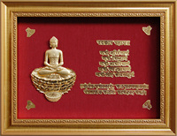 Vente en gros usine : Cadre photo avec peinture en feuille d'or 24 carats, représentant Lakshmi, la déesse à quatre bras, dieu indien, symbole de richesse, prospérité et chance.