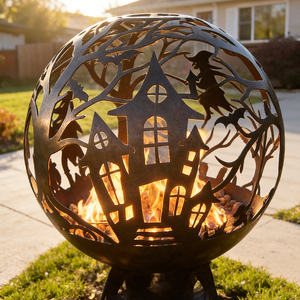 เตาไฟทรงกลมเหล็กกล้าคาร์บอนลายฉลุเลเซอร์สั่งทำพิเศษสำหรับสวนกลางแจ้ง - Product Image 6