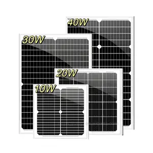 批发单晶和多晶12v 18V 24v 10w 20w 30w 40w 50w 60w 80w太阳能电池板价格