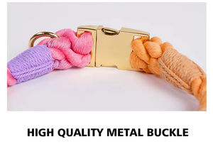 Collar de cuerda de algodón con diseño sólido moderno al por mayor, correa de perro tejida a mano, cintas con hebilla metálica ajustable, Collar de perro - Product Image 2