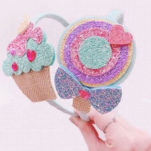 ที่คาดผมรูปอมยิ้มสีม่วงสำหรับเด็กผู้หญิงอุปกรณ์แต่งผมไอศครีม - Product Image 1