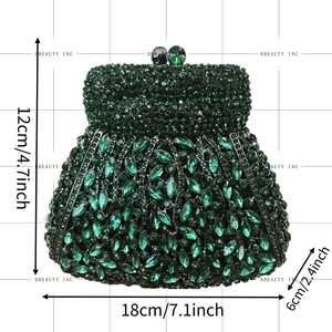 Sac à main de soirée classique pour femme, mini pochette scintillante en cristal et strass, pour fête formelle - Product Image 2