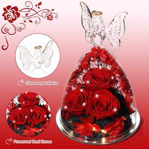 Couverture en verre pour fleur éternelle, rose éternelle Archange, décoration sous cloche en verre, cadeau pour la Saint-Valentin et Tanabata - Product Image 3