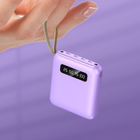Chargeur portable X507-1 10000mAh Li-Polymère Mini Power Bank Charge rapide 10W Affichage LED Câbles intégrés Mini USB pour l'extérieur