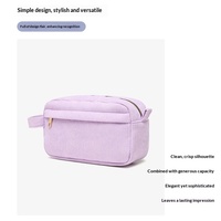 Trousse de Maquillage Coréenne Chic en Velours Côtelé Respirant Ultra-légère, Mini Organisateur Portable pour Cosmétiques et Rouges à Lèvres, Meilleure Vente
