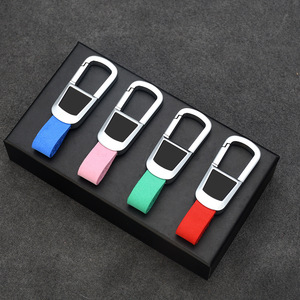 Waterproof Wear Resistant Zinc Alloy Keychain, D <b>Ring</b> Leather Strap Sturdy Durable Universal Fit, for BMW Toyota Honda - Product Image 4