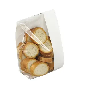 See Through Paper Bag White Bakery Paper Bag Bread Packing Paper Bag Customized Printed Wholesale Bakery Bread Paper Bag With Transparent Window