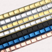 LAMOON Bracelet Élastique à Maillons Simples et Colorés de 9 mm de Large en Acier Inoxydable, pour la Fabrication DIY de Bijoux, Bracelet à Charms Italien