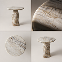 Table d'appoint moderne en marbre de jade nuage naturel avec base en spirale, table d'appoint de luxe, table d'angle pour salon et chambre à coucher
