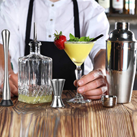 Ensemble de bar à cocktails Martini de qualité supérieure en acier inoxydable moderne, 14 pièces, avec support en bambou, capacité de 750 ml, kit de barman
