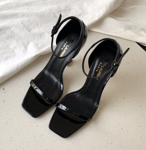 <span class=keywords><strong>Sandales</strong></span> à talons hauts à une bride pour <span class=keywords><strong>femme</strong></span>, en cuir verni avec talon métallique, élégantes, grandes tailles, pour soirée - Product Image 4