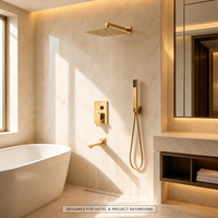 Ensemble de douche encastré moderne en laiton massif, mitigeur de douche pluie 3 fonctions avec douchette à main pour villa et hôtel