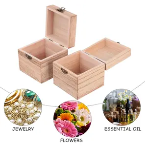 Kotak kayu belum selesai perhiasan harta karun dada antik kerajinan buatan tangan dengan tutup berengsel untuk kemasan penyimpanan hadiah perhiasan