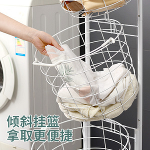 Nordic Style <b>Laundry</b> <b>Basket</b> With Wheels Clothes Storage Organizer Rectangle Standing Type Scandinavian Design - Product Image 3
