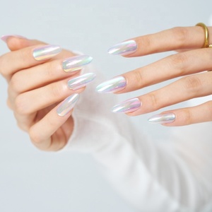 Uñas Postizas <span class=keywords><strong>Ennio</strong></span> Press on Nails, Cromadas Brillantes, Forma Almendrada, Efecto Ojo de Gato, Calidad de Salón, 10 Tamaños, Kit de 24 Uñas con Adhesivo - Product Image 3