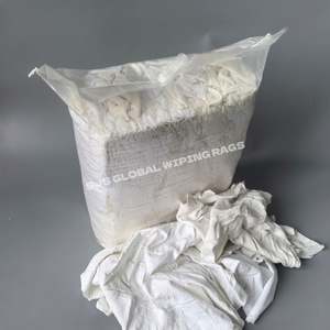 Trapos de limpieza industriales de felpa blanca suave, 100% algodón, corte manual, reciclados, para limpieza. - Product Image 1