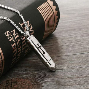 Erkekler kadınlar için Urn kolye-çapraz mermi kolye paslanmaz çelik kremasyon külleri Urn kolye kül için - Product Image 4