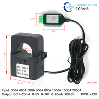 Capteur de courant à noyau divisé QNDBK3-10 Ac 5A 10A 20A 50A 100A RS485 4-20mA Dc Pince Ct Transformateur de courant Transducteur Modbus