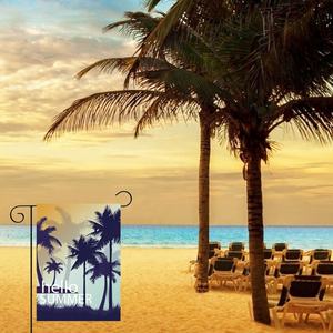 Produit promotionnel 30x45cm lin usine vente en gros palmier d'été Double face bord de mer fête bienvenue drapeau de jardin décoratif - Product Image 2