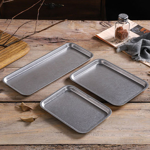Bandejas Retro de Acero Inoxidable para Almacenamiento de Alimentos, Platos Planos para Barbacoa, <span class=keywords><strong>Sushi</strong></span>, Pan, Repostería, Frutas y Verduras - Product Image 5