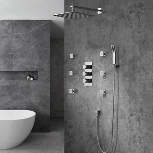 Amaxo hiện đại Brass vuông <span class=keywords><strong>LED</strong></span> giấu vòi hoa sen đặt nhiệt hệ thống vòi hoa sen - Product Image 4