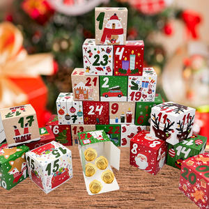 クリスマスアドベントカレンダーボックス <span class=keywords><strong>7cm</strong></span>角 1-24日カウントダウンギフト 即日発送 チョコレート キャンディー クッキー マットラミネート加工 スポンジ入り - Product Image 4