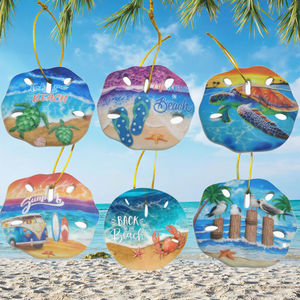 Custom Printing Beach Souvenir Resin <strong>Christmas</strong> Sand Dollar Ornament - Product Image 2