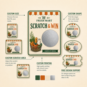 Cartes à gratter personnalisées sur mesure avec impression sérigraphique pour promotions en supermarché en carton - Product Image 3