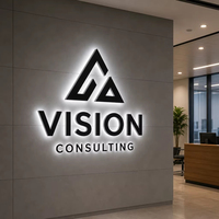 Enseigne LED 3D personnalisée en acier inoxydable rétroéclairée, étanche IP65, logo personnalisé pour la réception de bureau, le centre commercial, le salon, la publicité, la décoration