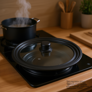 ฝาปิดอเนกประสงค์พร้อมแก้วตรงกลางและขอบสีดำสำหรับเครื่องครัวขนาดเส้นผ่านศูนย์กลาง 28 ซม. - Product Image 3