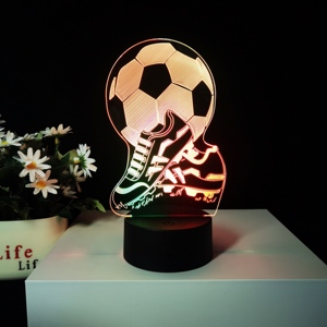 Grosir Pabrik lampu malam <span class=keywords><strong>3D</strong></span> lampu malam Led warna-warni bercahaya dekorasi rumah lampu meja akrilik sepak bola Remote Control - Product Image 5