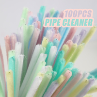 Lot de 100 tiges de chenille douces et épaisses de couleur macaron en 8 nuances douces, parfaites pour les créations artisanales délicates et apaisantes