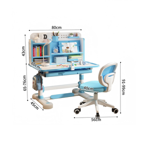 โต๊ะเรียนปรับระดับความสูงได้ โต๊ะและเก้าอี้ออกแบบตามหลักสรีรศาสตร์ โต๊ะเรียนแบบปรับเอียงได้สำหรับเด็ก มีสีและขนาดให้เลือกตามสั่ง - Product Image 4