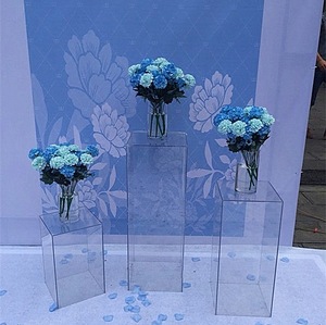 Factory Wholesale 4mm Thick <strong>Clear</strong> Acrylic Wedding Event <strong>Display</strong> <strong>Stand</strong> Square Plinth Pedestal - Product Image 1