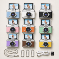 Kamera Mini Gantungan Kunci Retro CCD 1080P HD Layar IPS 1,47 Inci Lipat Portabel Kamera Jempol Perjalanan Anak-Anak Kamera Gantungan Kunci TF Pelajar