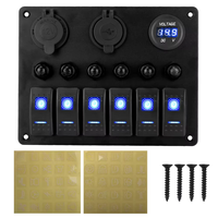 Panneau de commande automobile 12V 24V à 6 boutons, disjoncteur marin 15A, testeur de tension, interrupteur à bascule, chargeurs USB 3.0, répartiteur auto