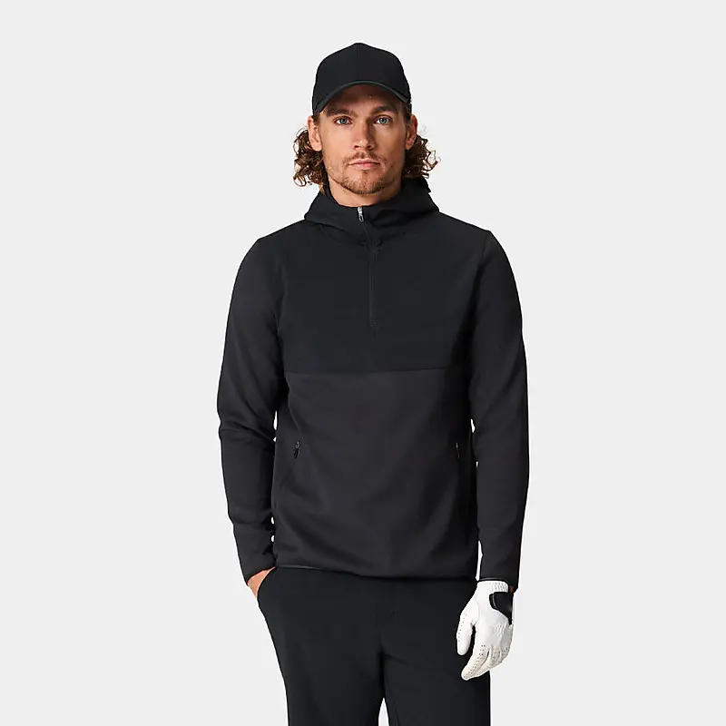 Benutzer definiertes Logo Viertel Reiß verschluss Kragen Schwarz Wasserdicht Leichte Athletic Anti-Falten Performance Golf Hoodie Herren