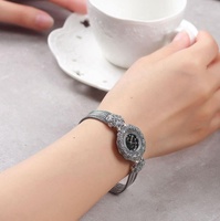 Classique De Luxe Dames Ovale Montre-Bracelet À La Mode En Argent Sterling 925 Plaqué Rhodium Quartz Femmes Cadeau De Fête