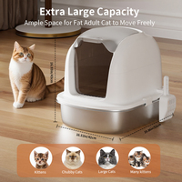 Accessoires pour chat en acier inoxydable Boîte à litière facile à nettoyer Intérieur antiadhésif sans odeur pour petits et grands chats Accessoire pour chat